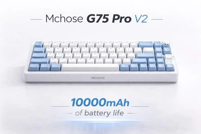 Беспроводная Клавіатура Mchose G75 Pro V2 Blue-White C RGB Подсветка