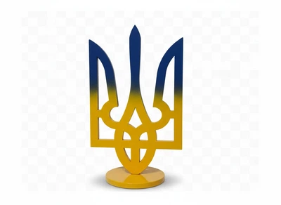 Тризуб статуетка на підставці колір синьо-жовтий