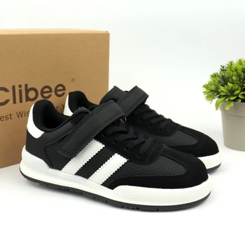 Черные кроссовки слипоны с белыми полосками Clibee (EC713-1 black) размер 33, 21 см