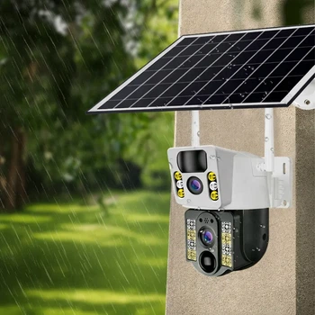 4K Беспроводная камера Solar 4G, двойной объектив, ночное видение V380 Pro CCTV 8MP