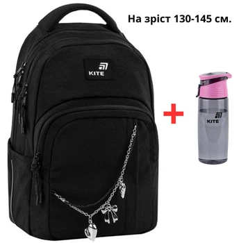 Рюкзак Kite Education teens K26-2578M-1 Black&Charm + бутылка для воды Kite 550мл.