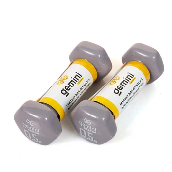 Гантели виниловые Gemini 0,5 кг × 2 шт серые для фитнеса и реабилитации (GSD-0.5GRAY)