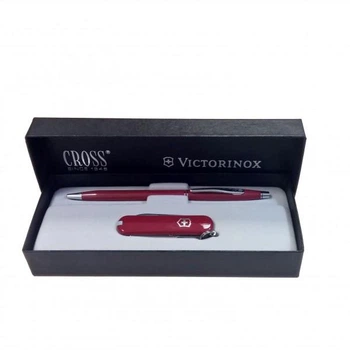 Набор подарочный Victorinox (ручка шариковая Cross Solo + нож 0.6223) Синяя Красный корпус в футляре (4.4401)