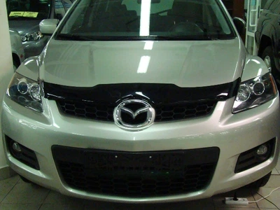 Дефлектор капота мухобойка Mazda CX-7 06-09 HIC черная Мазда ЦХ-7 АМ0006951