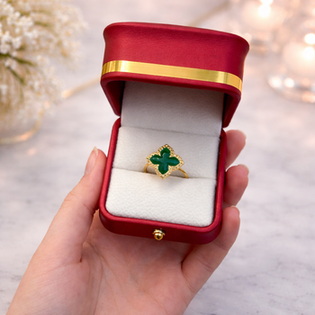 Кольцо в стиле Van Cleef, размер регулируется (Gold-green)