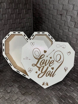 Подарункова коробка у формі серця «Love you», Подарункова коробка серця, Дерев'яний бокс, Коробка,