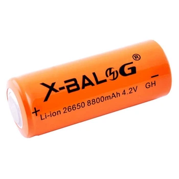 Акумулятор X-BALOG 26650 Li-Ion 4.2V 8800 mAh Помаранчевий (Li-ion-26650) (VS7007402)