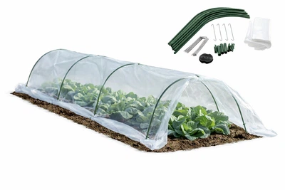 Садова теплиця 1.8x6 м плівковий тунель для городу Garden Line EVA5900 арочна теплиця для рослин парник для розсади укривна теплиця для дачі саду компактна переносна теплиця захист від вітру дощу сонця