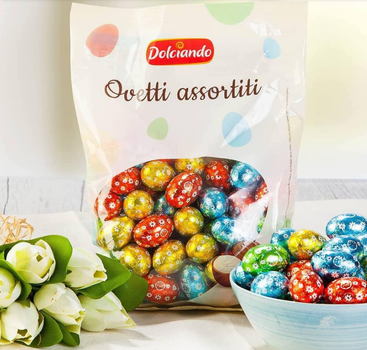 Шоколадні яйця Dolciando Ovetti Assortiti Долкандо асорті з кремовою начинкою 850 г