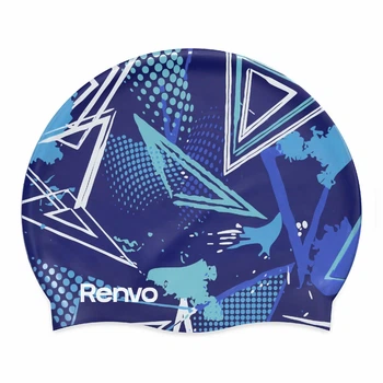 Шапочка для плавания Renvo Kerio Triangles взрослый синий для бассейна (2SC150-0403)