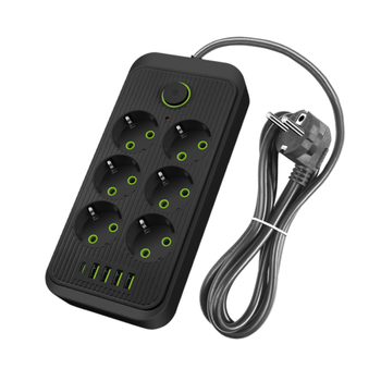 Мережевий фільтр-подовжувач QL-1075u 6 розеток 4-USB 1-Type-C чорний