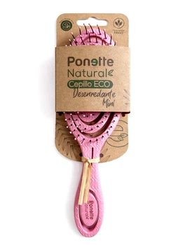 Расческа натуральная Ponette Natural с гибкими эко зубчиками для легкого распутывания волос Розовая Mini