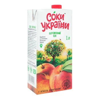 Сік Соки України Персиковий з м'якоттю 1 л
