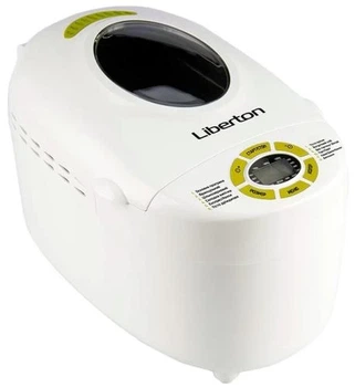 Хлібопіч Liberton LBM-6307, White, 850 Вт, 12 програм, 2 тістоміса, випікання 700/900/1150г, оглядове вікно, підтримка температури, відстрочка старту, звуковий сигнал, книга рецептів