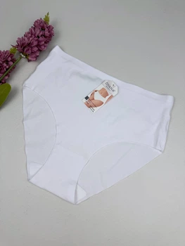 Высокие бесшовные хлопковые трусы 10378, 3XL (ОБ 117-127), Белый