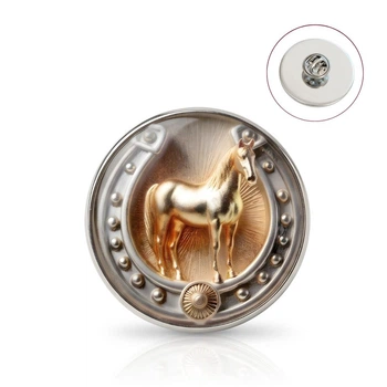Значок BROCHE брошь бижутерия Зодиак Животные Лошадь с подковой серый BRGV115393