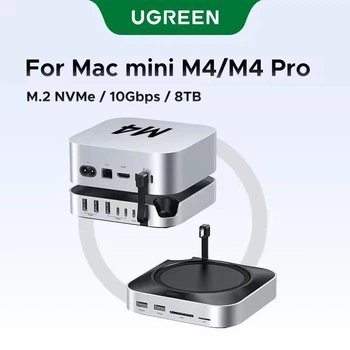 Док-станция 11-in-1 UGREEN CM841 для Mac Mini (M4 M4 Pro) M.2 NVMe SSD 8Tb MAX 10Gbps Порты USB-A и USB-C SD и TF 170 МБ/с USB-разветвитель (65487)