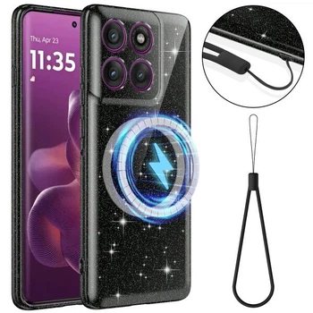 Защитный чехол Deexe Glitter Case with MagSafe для Motorola Edge 60 Pro - Black