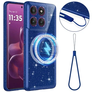 Защитный чехол Deexe Glitter Case with MagSafe для Motorola Edge 60 Pro - Blue