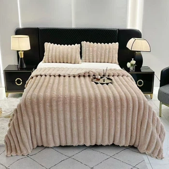Плед Dushka Home Шарпей Полоска 7 см 21798 200х230 см бежевый