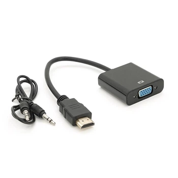 Конвертер HDMI (тато) на VGA (мама) 10cm, Black, 4K / 2K, Пакет + AUDIO Q300 (UG-8633)