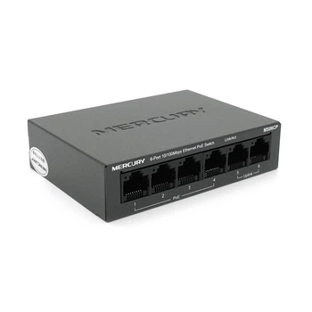 Комутатор POE Mercury MS06CP з 4 портами POE+ 2 порти UP-Link 100Мбіт, БП в комплекті, Q20 (UG-24062)