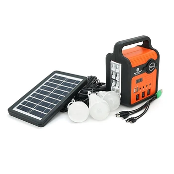Переносний ліхтар EP-371 + Solar, Функції: PowerBank, FM радіо, USB/TF, Bluetooth, АКБ 6V/4A, 3 виносні лампочки 3W, 145х110х195мм, Box (UG-45098)