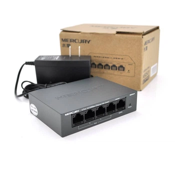 Комутатор POE Mercury MS05CP 53,5V з 4 портами POE + 1 порт UP-Link 100Мбит, БП в комплекті 0,54 кг (82 * 79 * 26) (UG-11346)