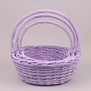 Комплект фиолетовых корзинок из лозы 3 шт. (46259)