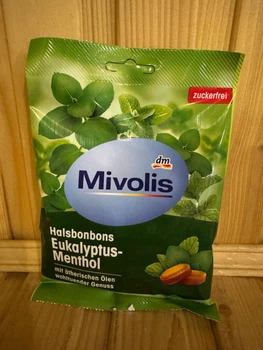 Льодяники від болю в горлі з ментолом Mivolis Halsbonbons Eukalyptus-Menthol 75гр