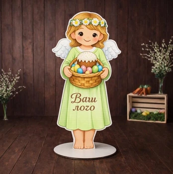 Ростова фігура для фотозони «Янгол з пасочкою ЛОГО» 100см 8966-48L