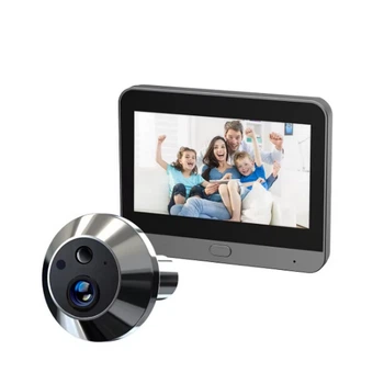 Wi-Fi ВидеоГлазок Tuya R10-hide (gray) Дверной 4,3" (11cм) с 2-стр. связью Записью Датчиком движения АКБ 5000 мAч Видеодомофон