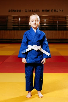 Синє дитяче кимоно для дівчаток, дзюдо, TM BUDOGI серія BEGINNER, зріст 110 см, щільність 350 гр/м.кв.