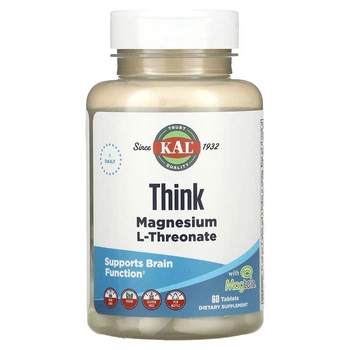 Магній L-треонат для мозку KAL (Think Magnesium L-Threonate) 2000 мг 60 таблеток CAL27193