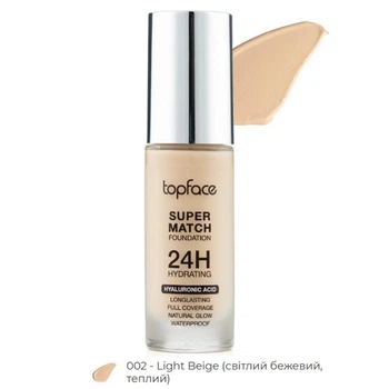 Тональний крем TopFace Super Match 24H Foundation PT475 [002 Light Beige], 30 мл