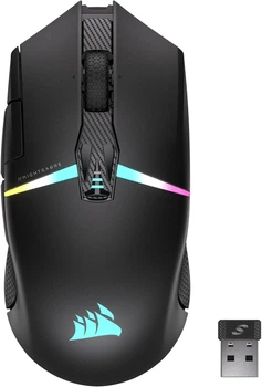 Игровая беспроводная мышь Corsair NIGHTSABRE RGB / Bluetooth / Радиоканал / 26000 DPI / 8 кнопок / RGB подсветка / Инерционное 4Д колесо / Черная (CH-931B011) Б/В k1