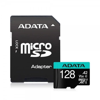 Карта пам'яті microSDXC (UHS-1 U3) A-DATA Premier Pro 128Gb Class 10 V30S A2 (R-100Mb/s W85Mb/s) (adapter SD) (AUSDX128GUI3V30SA2-RA1) (21362)