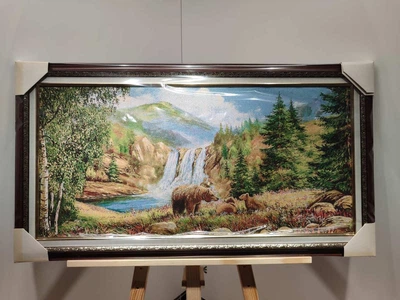Картина гобеленовая в багетной раме Медвежата 40x80см. №G326
