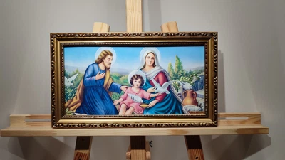 Икона Святое семейство в багетной раме 17x33 см №108