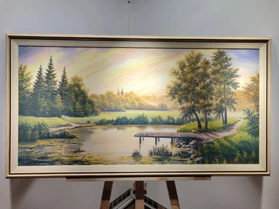 Картина Тихое утро в багетной раме 50х100 см. №361