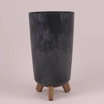 Горшок пластмассовый GRACIA TUBUS SLIM BETON EFFECT на ножках антрацитовый 20 см. (93640)