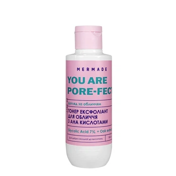 Тонер ексфоліант для обличчя з AHA-кислотами Mermade Glycolic Acid 7% & Oak Extract, 150 мл