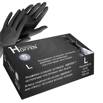 Перчатки нитриловые L Hoffen 5.0г нестерильные текстурированные 50пар/уп HFN-13501L