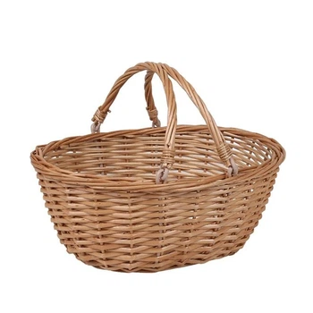 Корзина из лозы со складными ручками бежевая (50248)