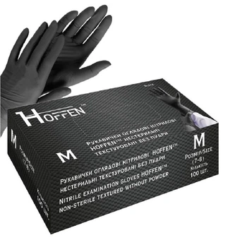 Перчатки нитриловые M Hoffen 3.5г нестерильные текстурированные 50пар/уп HFN-13301M