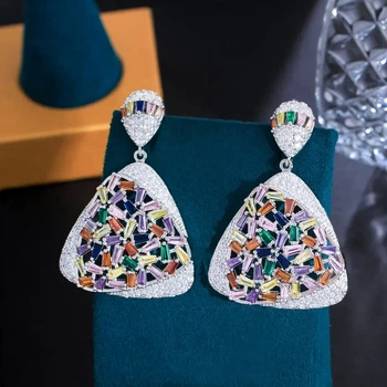 Серьги разноцветные цирконы ( 26833 )