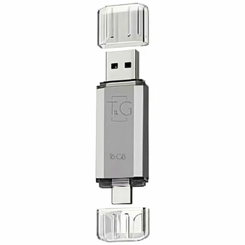 USB флешка 16 Гб Type C USB 2.0 серебро ABS пластик для хранения и переноса данных модель T&G 009