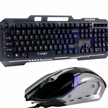 Клавиатура и мышь TWolf TF600 USB RGB подсветка мембранные 104 клавиши черный для геймеров