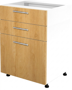 Тумба підлогова з шуфлядами Halmar VENTO D3S механізм Hettich front 60x82x52 см Дуб медовий/Білий (5905248120198)