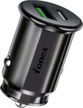 Автомобільний зарядний пристрій Fonex PD 1 x USB Type-C + 1 x USB Type-A 36W Black (SCPD36B)